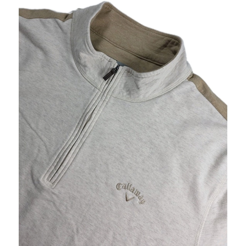 Callaway Golf Men's Beige 1/4 Zip Long‎ Sleeve Pullover Size Xl Embroidered